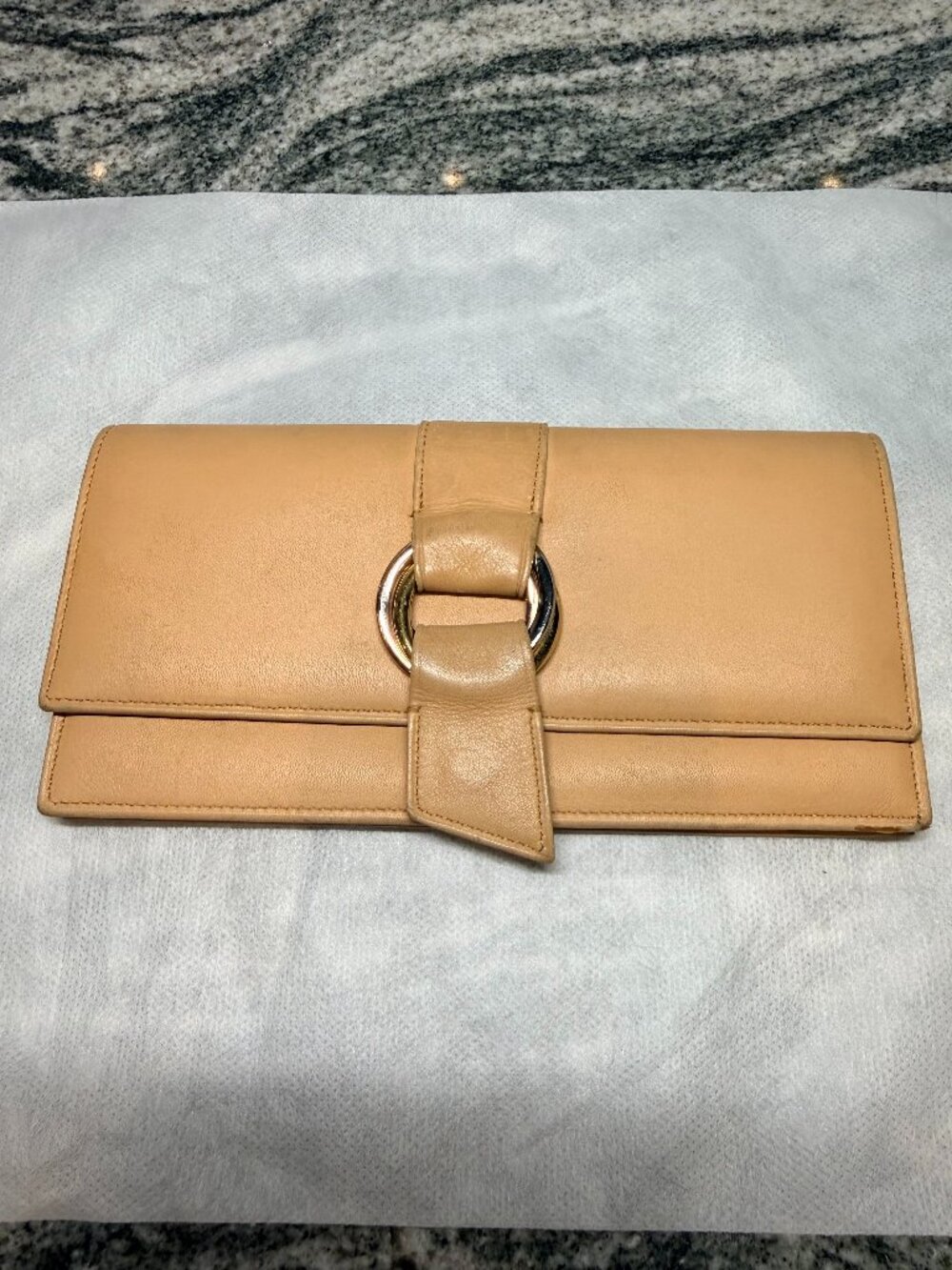 Cartier Vintage Leather Long Wallet Beige